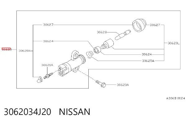 Рабочий цилиндр сцепления 3062034J20 Nissan/Infiniti