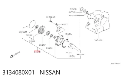Насос масляный АКПП NISSAN 3134080X01