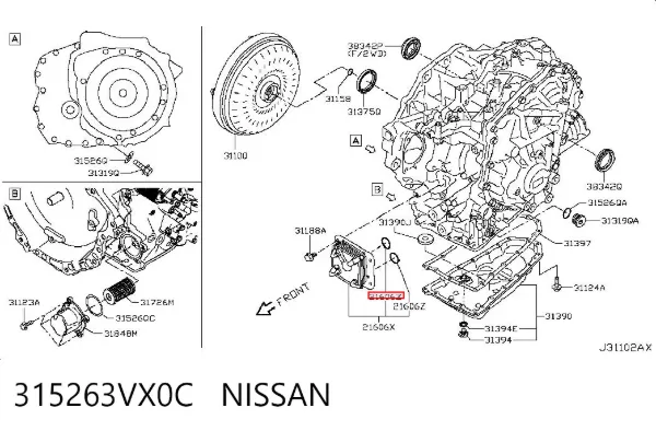 Сальник масляного насоса АКПП 315263VX0C Nissan/Infiniti
