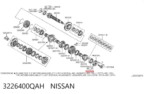Подшипник вторичного вала КПП 3226400QAH Nissan/Infiniti