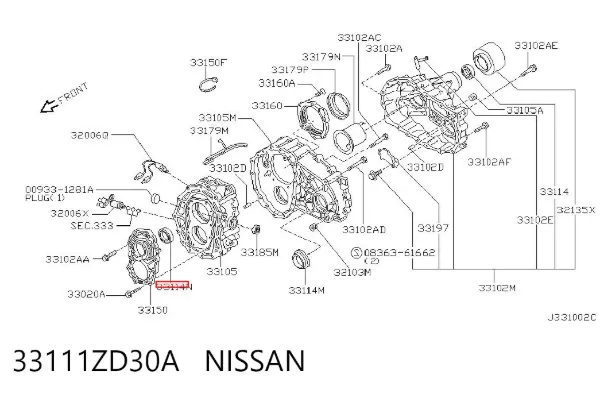Сальник раздаточной коробки, первичного вала 33111ZD30A Nissan/Infiniti
