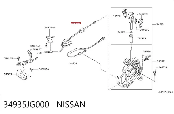 Трос переключения передач, селектора 34935JG000 Nissan/Infiniti