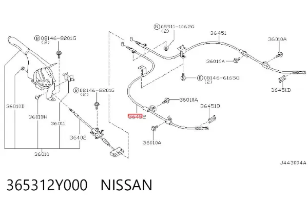 Трос ручника 365312Y000 Nissan/Infiniti