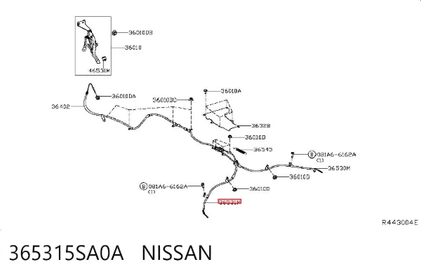 Трос ручника 365315SA0A Nissan/Infiniti