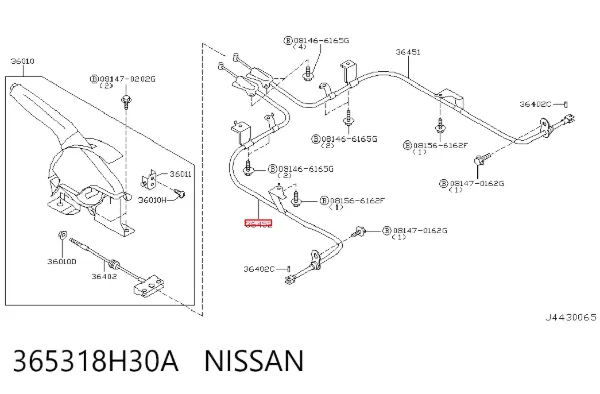 Трос ручника 365318H30A Nissan/Infiniti