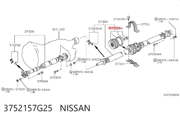 Подвесной подшипник карданного вала 3752157G25 Nissan/Infiniti