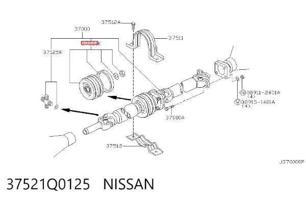 Подвесной подшипник карданного вала 37521Q0125 Nissan/Infiniti
