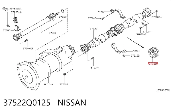 Подвесной подшипник карданного вала 37522Q0125 Nissan/Infiniti