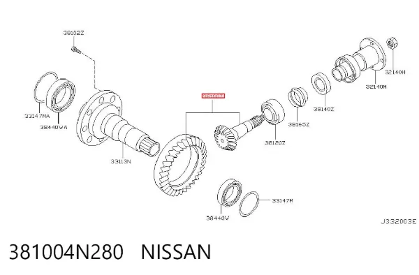 Главная пара моста 381004N280 Nissan/Infiniti
