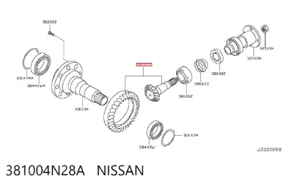 Главная пара (дифференциала) переднего моста NISSAN 381004N28A