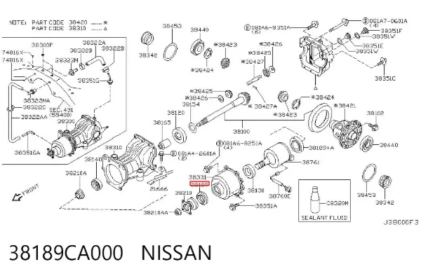 Сальник редуктора заднего моста 38189CA000 Nissan/Infiniti