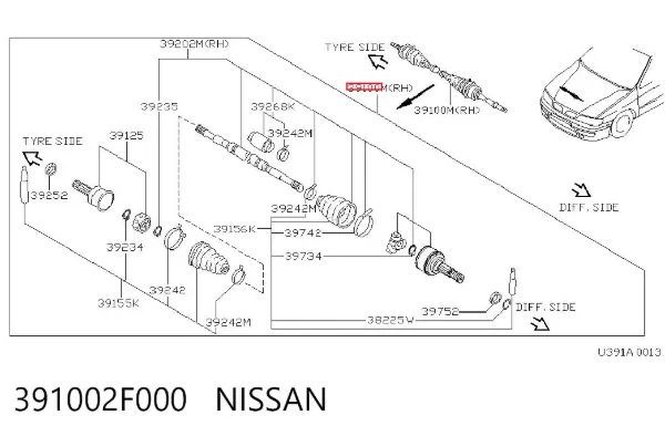 Правая полуось 391002F000 Nissan/Infiniti