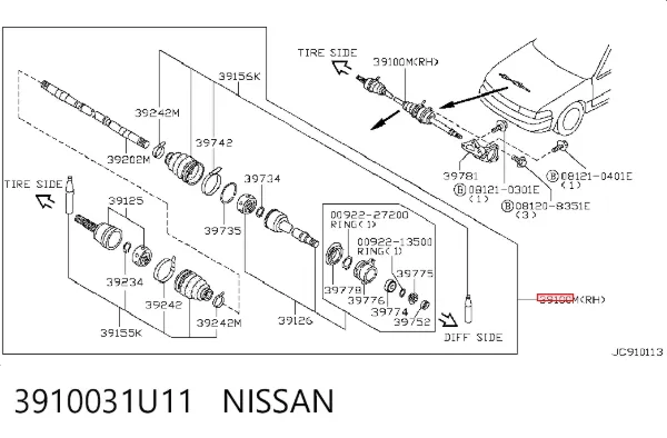 Правая полуось 3910031U11 Nissan/Infiniti