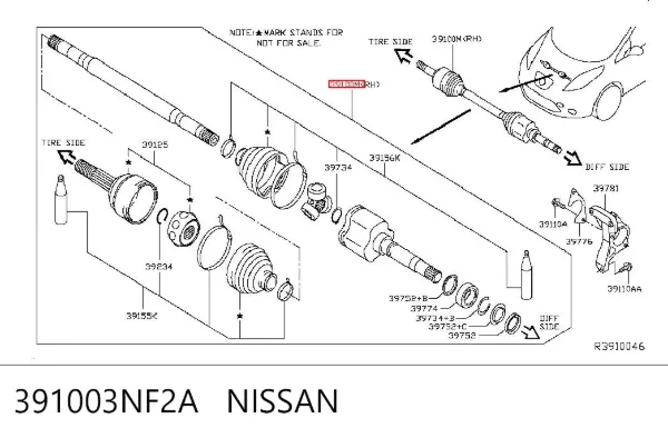Правая полуось Nissan LEAF I