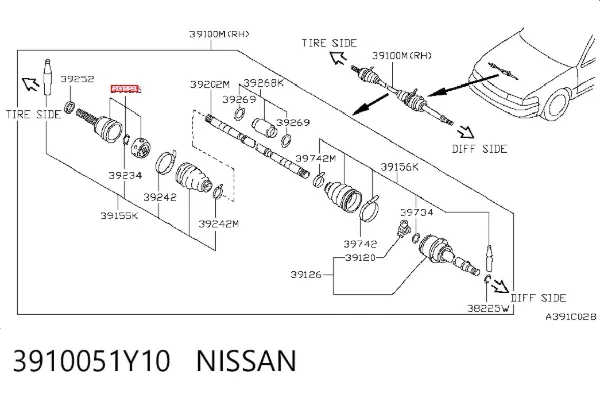 ШРУС наружный передний 3910051Y10 Nissan/Infiniti
