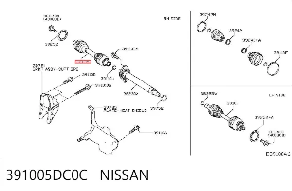 Правая полуось 391005DC0C Nissan/Infiniti