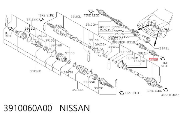 ШРУС наружный передний 3910060A00 Nissan/Infiniti
