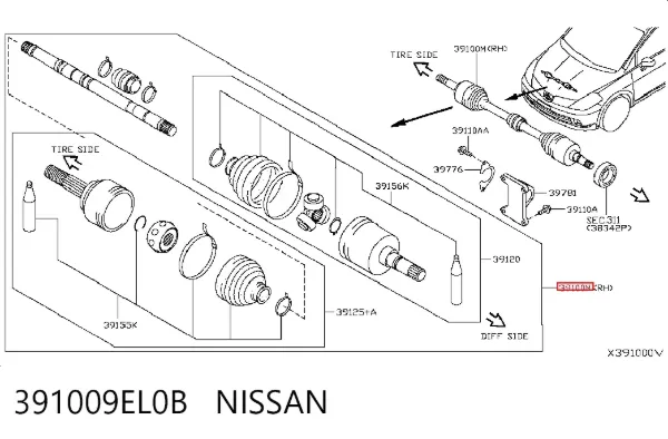Правая полуось Nissan Tiida SC11X