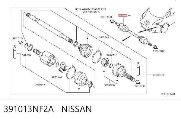 Левая полуось Nissan LEAF I