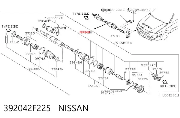 ШРУС внутренний правый 392042F225 Nissan/Infiniti