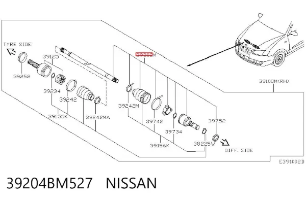 Правая полуось 39204BM527 Nissan/Infiniti