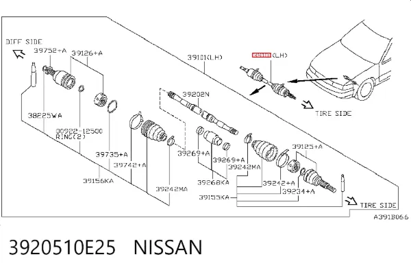 ШРУС наружный передний 3920510E25 Nissan/Infiniti