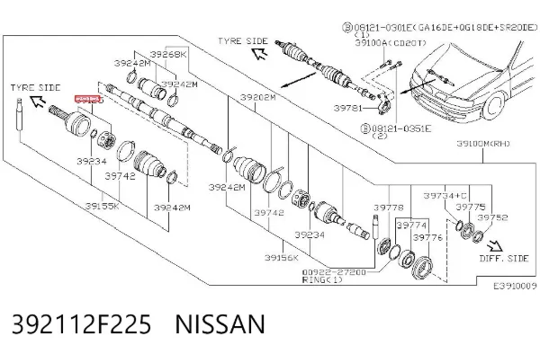 ШРУС наружный передний 392112F225 Nissan/Infiniti