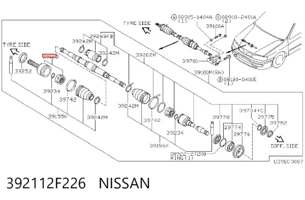 ШРУС наружный передний 392112F226 Nissan/Infiniti