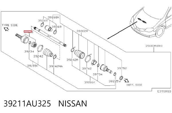 ШРУС наружный передний 39211AU325 Nissan/Infiniti