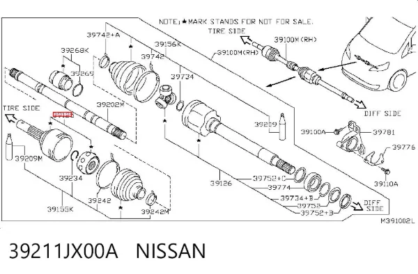 ШРУС наружный передний 39211JX00A Nissan/Infiniti