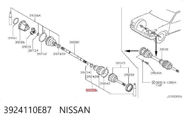 Пыльник ШРУСа наружный 3924110E87 Nissan/Infiniti