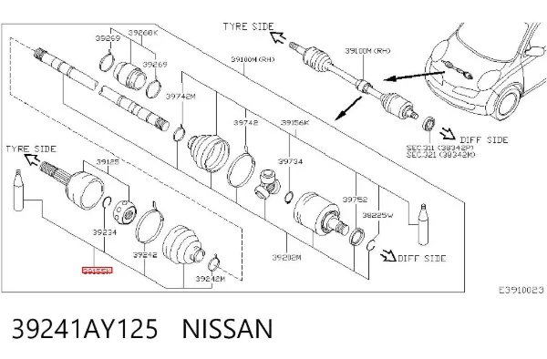 Пыльник ШРУСа наружный 39241AY125 Nissan/Infiniti