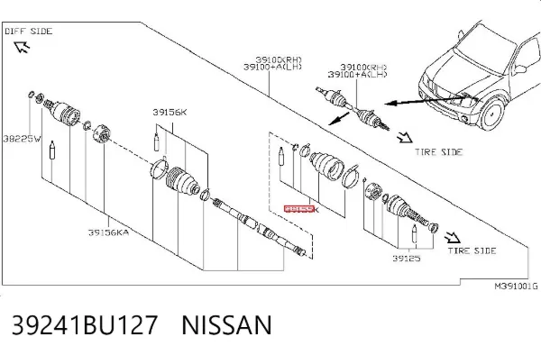 Пыльник ШРУСа наружный 39241BU127 Nissan/Infiniti