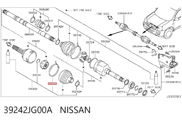 Хомут пыльника ШРУСа 39242JG00A Nissan/Infiniti