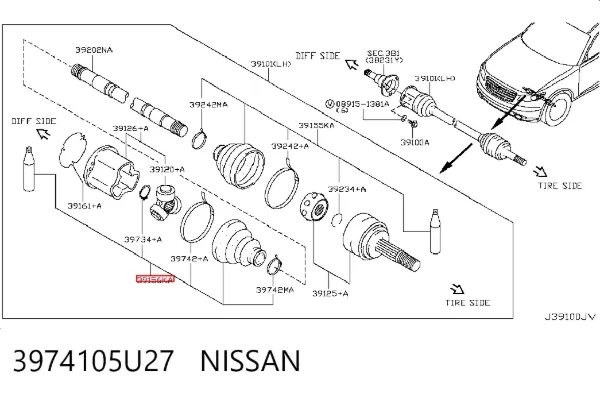 Пыльник ШРУСа внутренний 3974105U27 Nissan/Infiniti