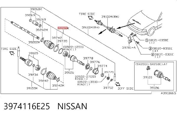 Пыльник ШРУСа внутренний 3974116E25 Nissan/Infiniti