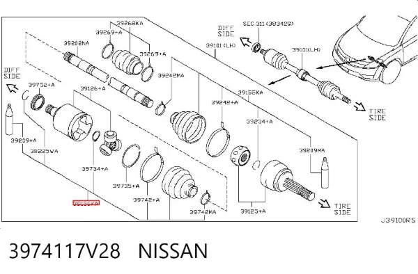 Пыльник ШРУСа внутренний 3974117V28 Nissan/Infiniti
