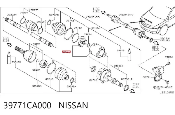 ШРУС внутренний правый 39771CA000 Nissan/Infiniti