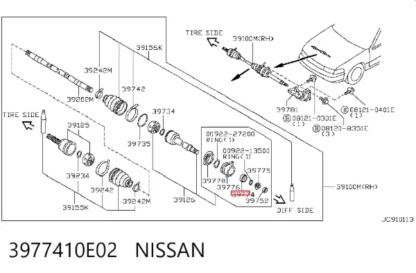 Подшипник полуоси переднего моста 3977410E02 Nissan/Infiniti