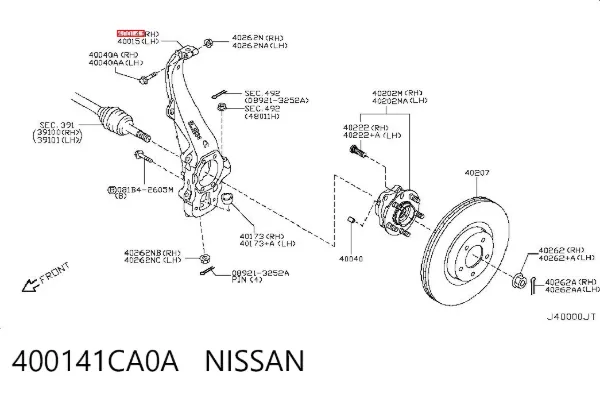 Цапфа передняя правая 400141CA0A Nissan/Infiniti