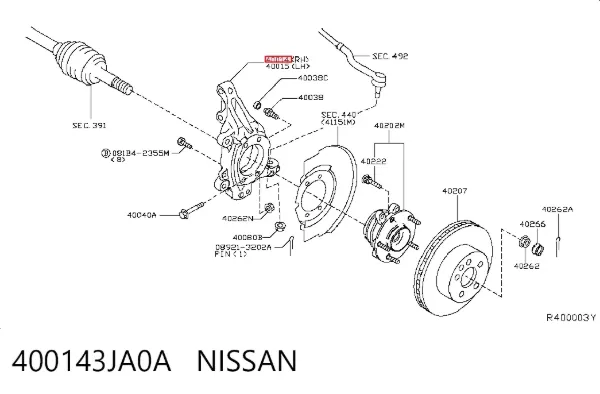 Цапфа передняя правая 400143JA0A Nissan/Infiniti