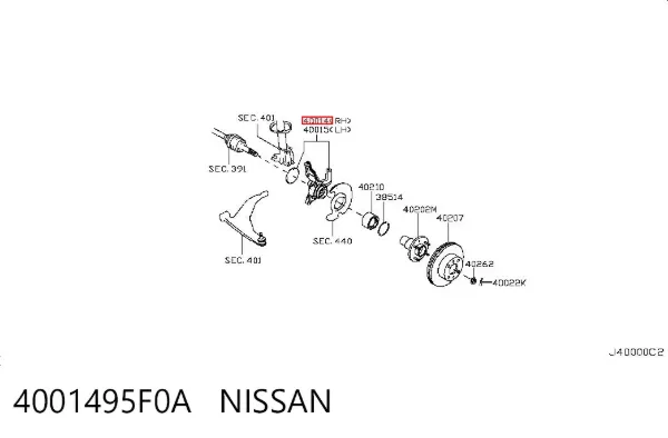 Цапфа передняя правая 4001495F0A Nissan/Infiniti