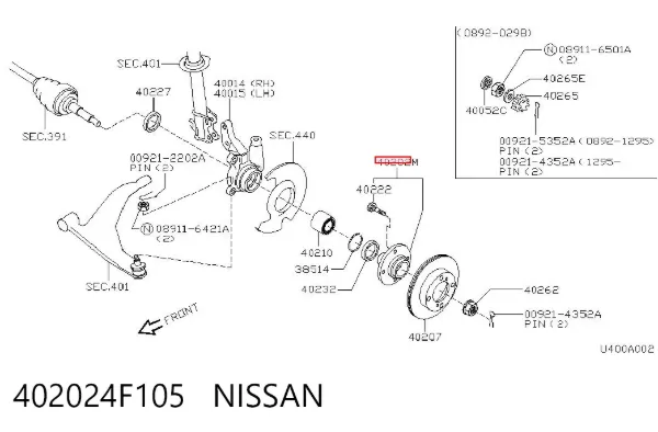 Передняя ступица 402024F105 Nissan/Infiniti