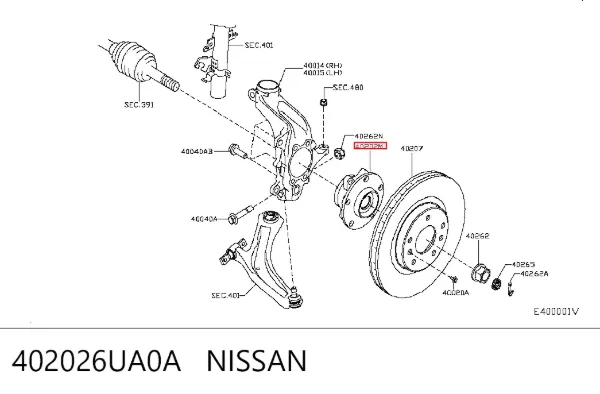 Передняя ступица 402026UA0A Nissan/Infiniti