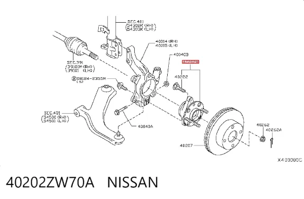 Передняя ступица 40202ZW70A Nissan/Infiniti