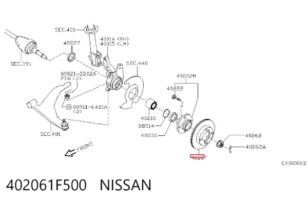 Передние тормозные диски 402061F500 Nissan/Infiniti
