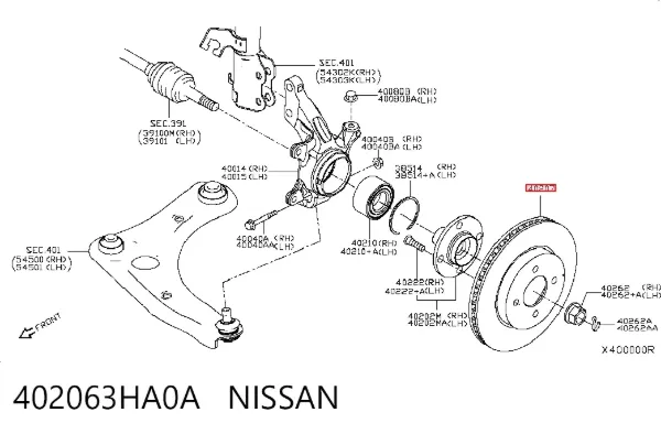 Передние тормозные диски 402063HA0A Nissan/Infiniti