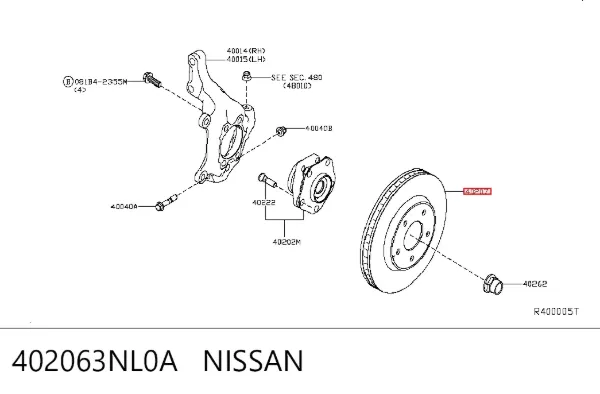 Передние тормозные диски 402063NL0A Nissan/Infiniti