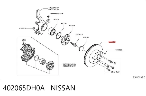 Передние тормозные диски 402065DH0A Nissan/Infiniti