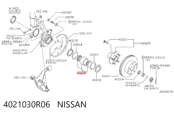 Подшипник ступицы 4021030R06 Nissan/Infiniti